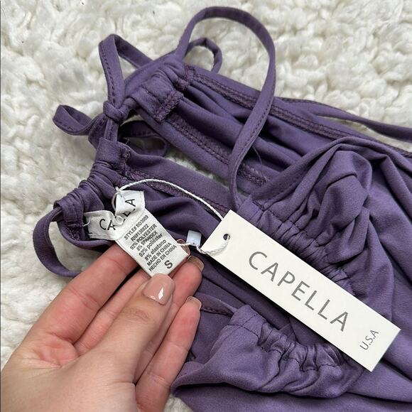 Capella Purple Strappy Adjustable Dress Slouchy Lagenlook Halter Neck Modest BK2 - Picture 3 of 9